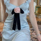 Light Blue Straps A-Line Satin Long Party Dress Wedding Guest Dress, D178