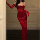 Charming Red Spaghetti Straps Mermaid Long Evening Party Dress, D179