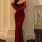 Charming Red Spaghetti Straps Mermaid Long Evening Party Dress, D179