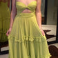 Green Spaghetti Straps A-Line Graduation Dress Long Party Dress, D180