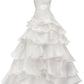 Ivory Strapless A-Line Tiered Long Party Gown Wedding Dress, D19