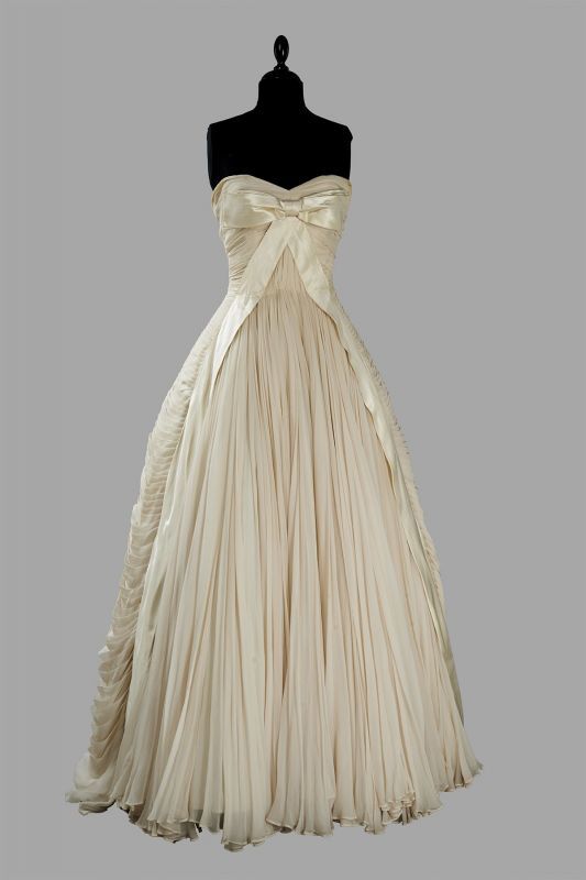 Ivory Strapless A-Line Long Party Dress Vintage Wedding Dress, D20