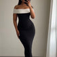 Black Off Shoulder Sheath Long Formal Party Dress, D121