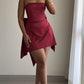 Wine Red Strapless Sheath Satin Short Party Dress, D123