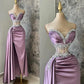 Light Purple Sweetheart Beading Sheath Long Formal Prom Dress, D26