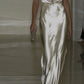 Charming Ivory Halter Neck Sheath Satin Long Formal Evening Gown, D296