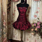 Burgundy Strapless Beading Satin Vintage Homecoming Dress Short Party Dress, D306