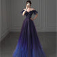 Elegant Off Shoulder A-Line Tulle Long Prom Dress Evening Gown, D36