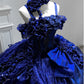 Royal Blue Gothic Straps Quinceanera Dress Birthday Ball Gown, D38