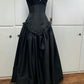 Black Strapless A-Line Lace Satin Long Prom Dress, D45