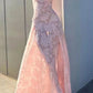 Pink A-Line Straps Long Party Dress Wedding Guest Dress, D47