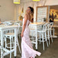 Pink A-Line Straps Long Party Dress Wedding Guest Dress, D47