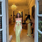 Light Green Strapless Sheath Long Party Dress Evening Gown, D53