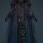 Navy Blue Long Sleeves Appliques A-Line Modest Long Formal Prom Gown, D56