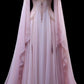 Pink Long Sleeves A-Line Elegant Long Formal Prom Dress Evening Gown, D59