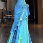 Blue Spaghetti Straps Mermaid Graduation Dress Long Prom Dress, D63