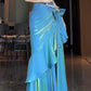 Blue Spaghetti Straps Mermaid Graduation Dress Long Prom Dress, D63