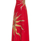 Charming Red Spaghetti Straps A-Line Embroidery Long Evening Dress, D78