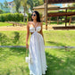 White Straps A-Line Fashion Vacation Dress Long Party Dress, D80