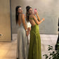 Green Backless Long Prom Dress Satin Evening Dress, D83