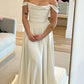 Off The Shoulder Satin Wedding Dress A Line Formal Dress, D85