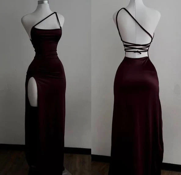 Burgundy Backless Mermaid Evening Dress Sexy Prom Dress, D89