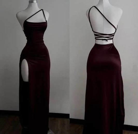 Burgundy Backless Mermaid Evening Dress Sexy Prom Dress, D89