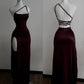 Burgundy Backless Mermaid Evening Dress Sexy Prom Dress, D89