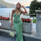 One Shoulder Sheath Green Long Prom Dress Formal Evening Dress, D99