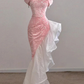 Pink Off the Shoulder Mermaid Prom Gown with Sequins, Sparkly Formal Dresses MD7290