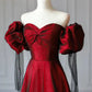 Red Off Shoulder Sweetheart Party Dress A Line Long Evening Dress MD7740