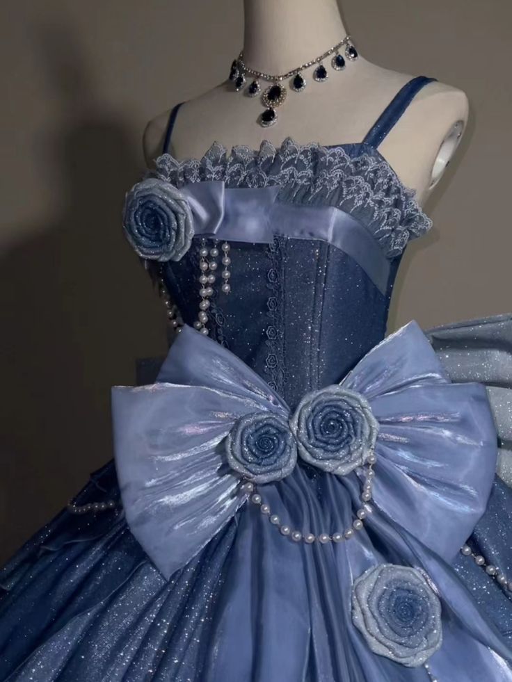 Gorgeous Starry Blue Cinderella Princess Sweet 16 Ball Gown Quinceanera Dress MD7743