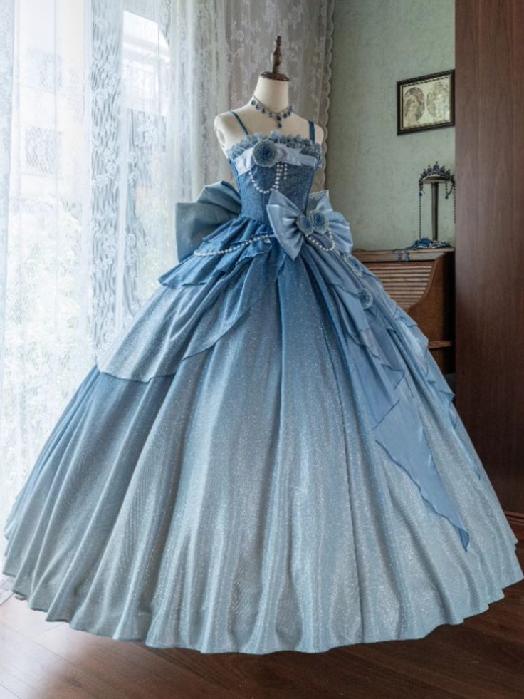 Gorgeous Starry Blue Cinderella Princess Sweet 16 Ball Gown Quinceanera Dress MD7743