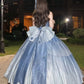 Gorgeous Starry Blue Cinderella Princess Sweet 16 Ball Gown Quinceanera Dress MD7743