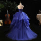 Royal Blue Strapless High-Low A-Line Evening Gown Party Dress MD7749