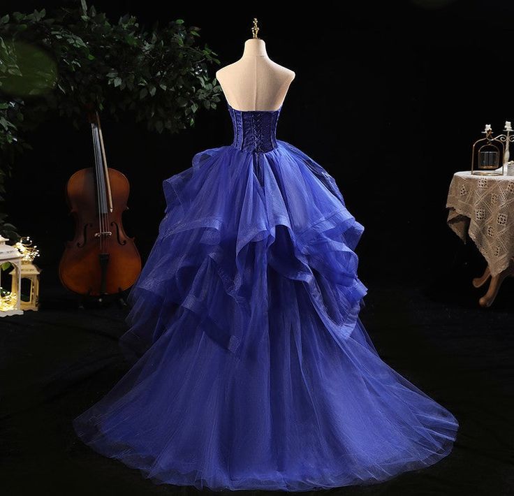 Royal Blue Strapless High-Low A-Line Evening Gown Party Dress MD7749