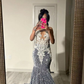 Grey Sequins Beading Mermaid Black Girl Formal Evening Gown MD7763