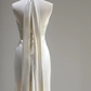 Elegant Ivory Halter Mermaid Satin Party Dress Wedding Reception Dress MD7766