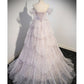 Shiny Off Shoulder Tulle Tiered A-Line Long Party Dress Evening Ball Gown MD7777