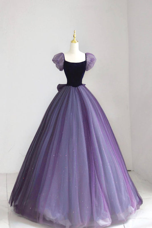 Elegant Purple A-Line Long Formal Party Dress Evening Gown MD7784