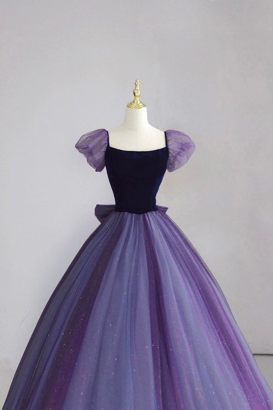 Elegant Purple A-Line Long Formal Party Dress Evening Gown MD7784