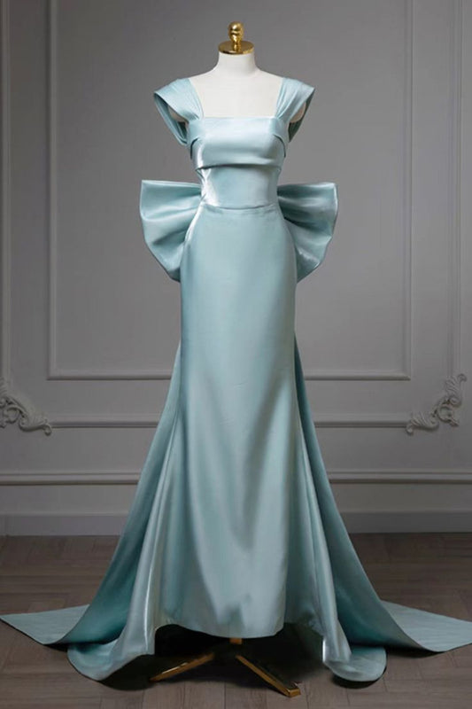 Light Blue Straps Mermaid Long Formal Party Dress Evening Gown MD7786