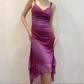 Shiny Purple V Neck Straps Sheath Vintage Party Dress Evening Gown MD7820