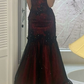 Wine Red Sweetheart Mermaid Lace Satin Long Party Dress Evening Gown MD7831