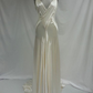 Elegant V Neck A-Line Satin Vintage Long Prom Dress Formal Evening Gown MD7836