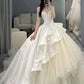 Gorgeous White A-Line Tulle Satin Ball Gown Wedding Dress MD7840