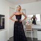 Black Spaghetti Straps A-Line Long Prom Dress Evening Gown MD7846