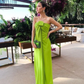 Green Strapless Sheath Long Party Dress Wedding Guest Dress, MD7853