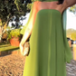 Green Strapless A-Line Chiffon Long Party Dress Wedding Guest Dress, MD7854