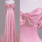 Pink Strapless A-Line Satin Long Formal Evening Party Dress, MD7858